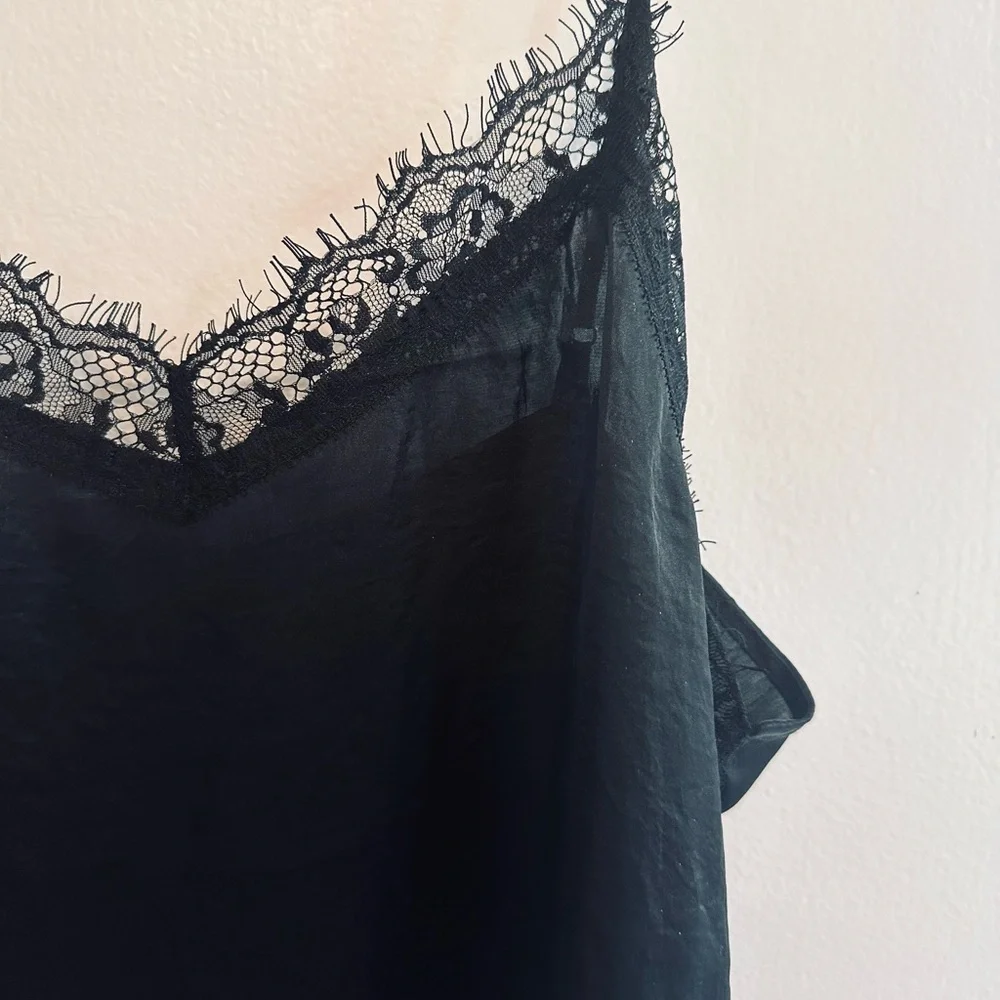 Wild Fable Black Silky Lace Trim Cami Top, XXL - Picture 2 of 5
